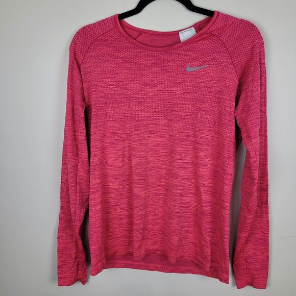 Nike Running Training Womens Large Hot Pink Dri-Fit Long Sleeve Top - Picture 1 of 5